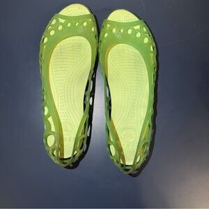 Crocs Adrina Size 7 Slip On  Waterproof - Ballet Flats Green Jelly Women's